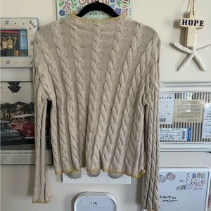 J.Crew Women’s size small tan sweater with yellow stitching